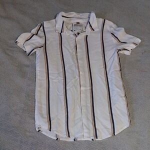 Boys Demin and Flower- 100% Bamboo White Striped Shirt